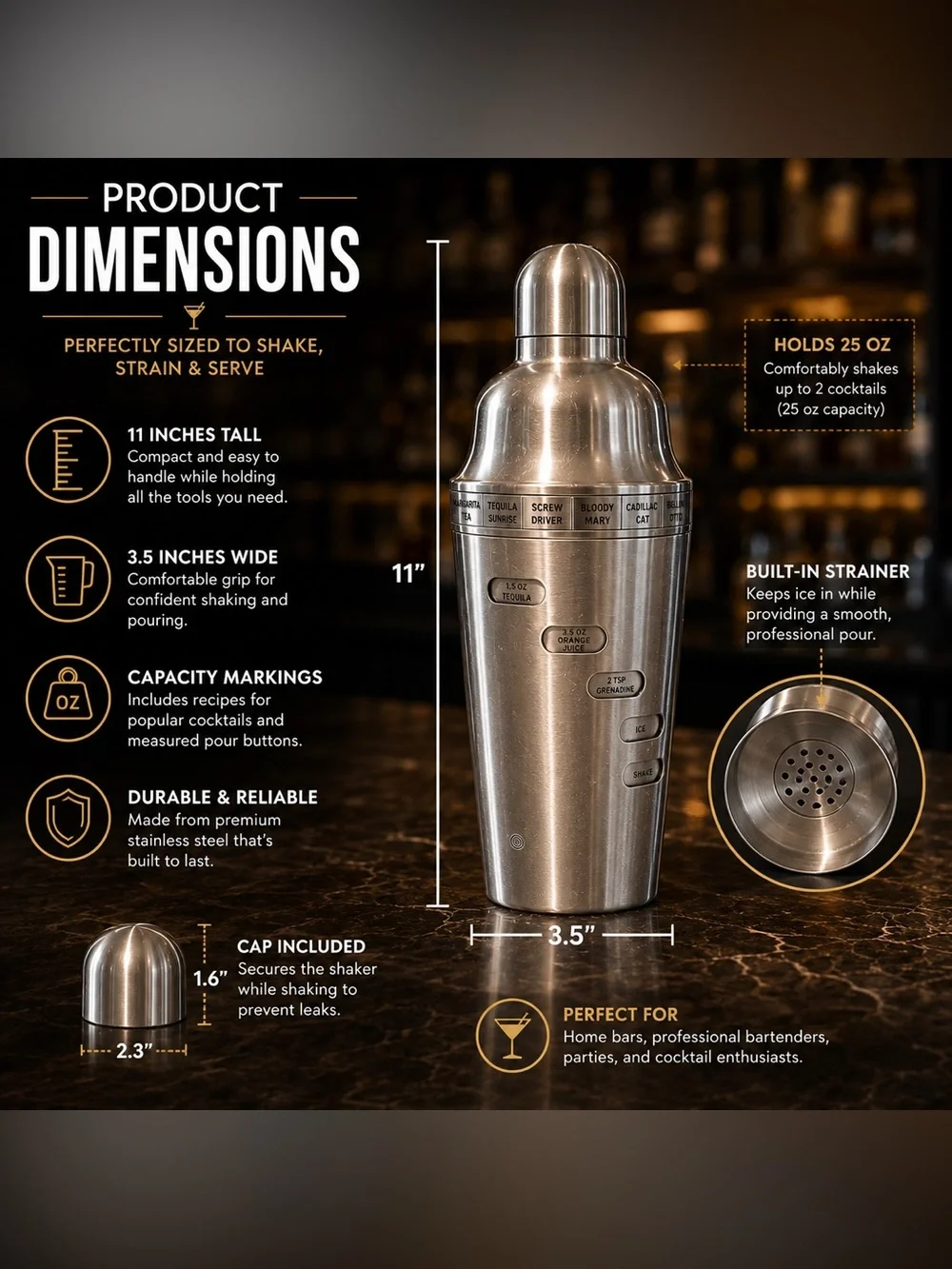 Royal Household Dial-a-Drink Stainless Cocktail Shaker 2005
